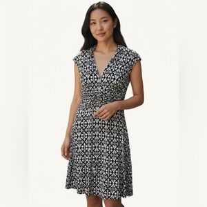 White House Black Market Black and White Floral Midi Dress